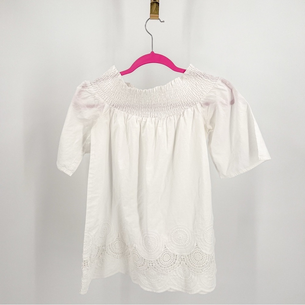 Elegant White Blouse with Smocked Details